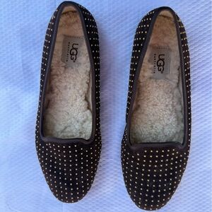 UGG Women's brown Slippers with Gold studs .